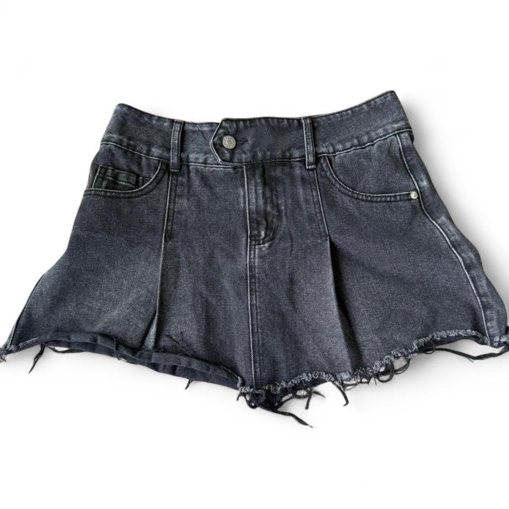 Black Denim Soft Grunge Micro Mini Skrt Y2K Justify Sz M Alt Punk Distressed